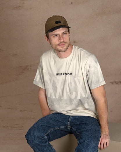 Beige printed Cotton T-shirt