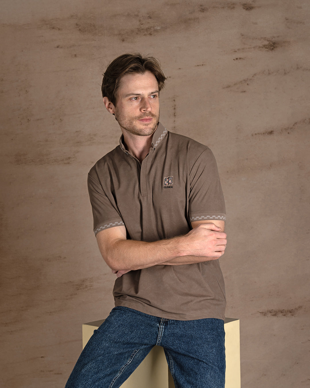 Brown Turkish cotton Polo Shirt Short sleeves