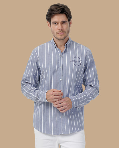 Navy Blue Cotton Big size shirt