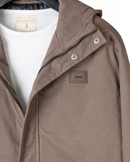Brown Casual Hooded Gabardine Jacket