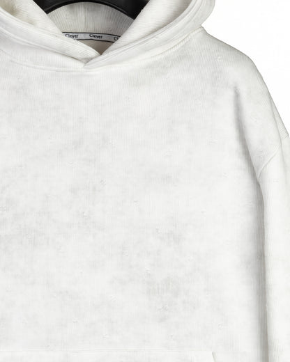 White Acid Wash Cotton Hoodie