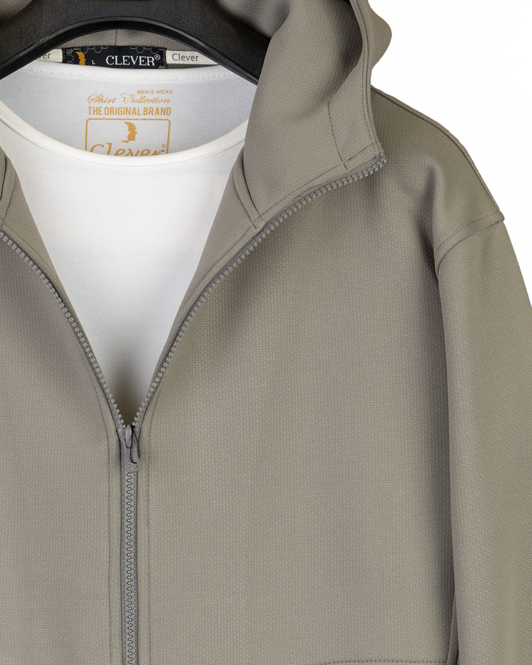 Oil Modern Full-Zipper Plain Cotton Hoodie