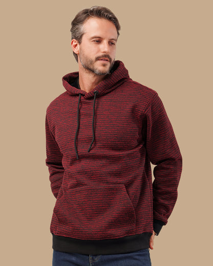Burgundy Casual Striped Cotton Sweatshirt
