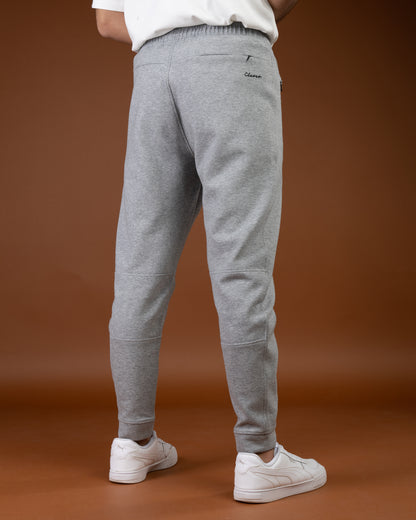 Grey Flex Zip-Pocket Cotton Joggers