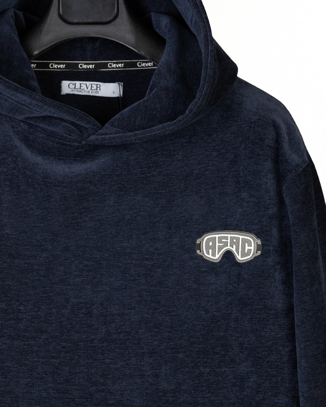 Dark-Navy Plain Velvet  Hoodie