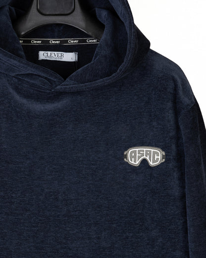 Dark-Navy Plain Velvet  Hoodie