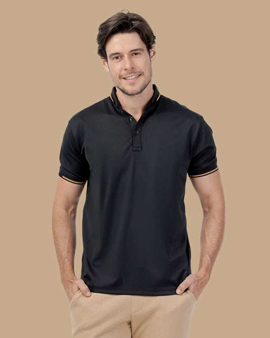 Black Cotton Polo Shirt