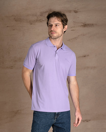 Mauve Cotton Knitted Polo Shirt Short sleeves