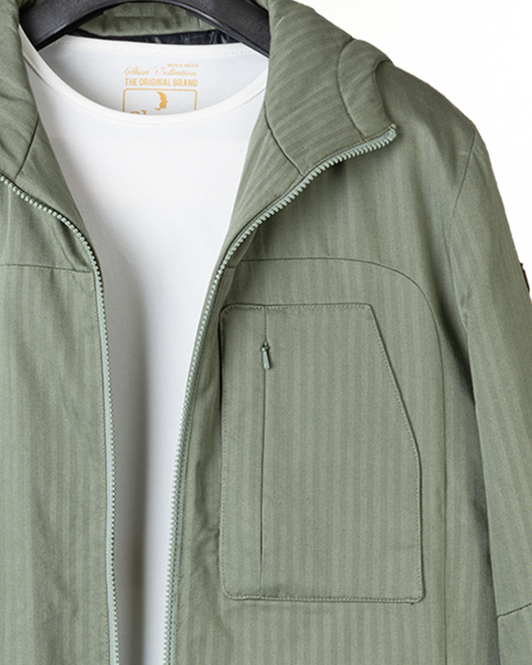 Olive Gabardine Hooded Jacket