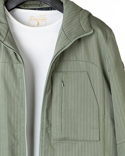 Olive Gabardine Hooded Jacket