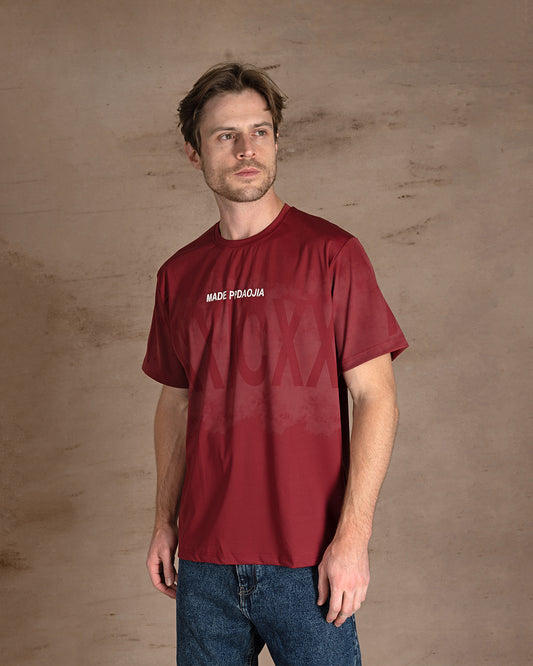 Burgundy printed Cotton T-shirt