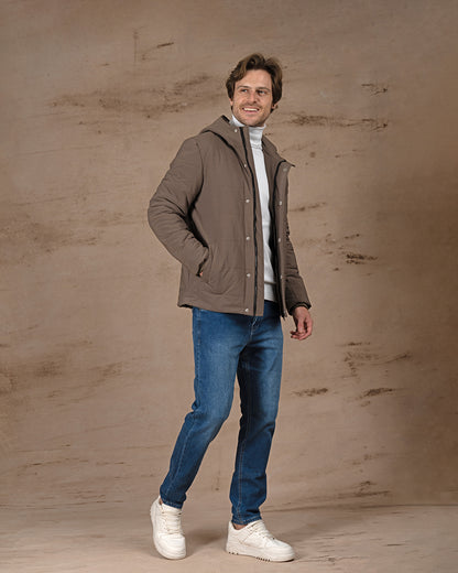 Dark Brown Regular fit waterproof jacket