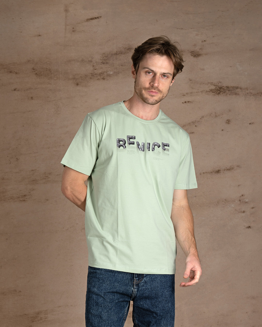 Light Green  printed Cotton T-shirt