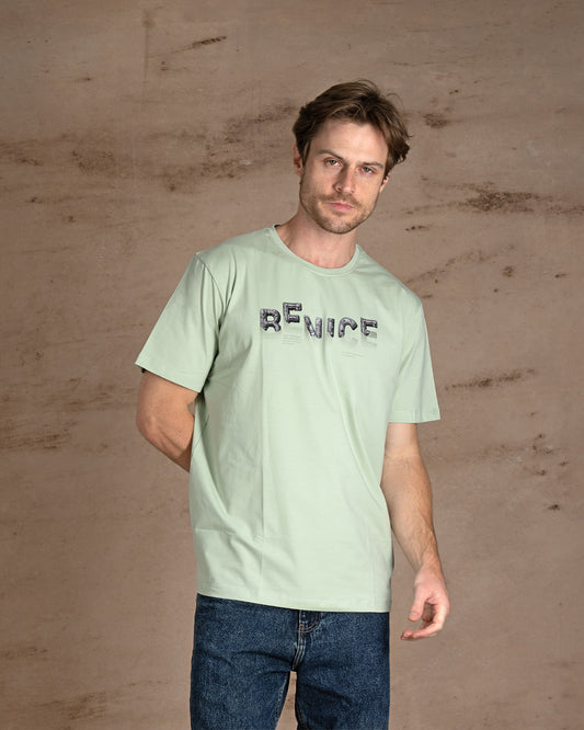 Light Green  printed Cotton T-shirt