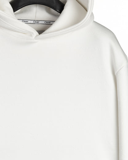 White Knitted Cotton Hoodie