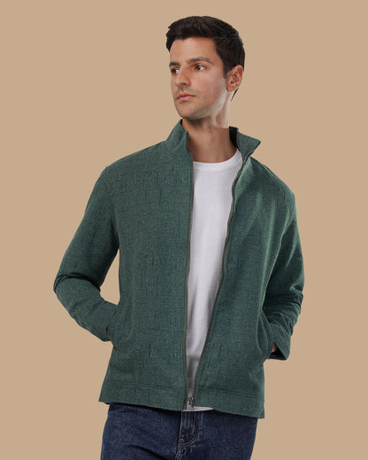 Green Textured Woven Jacket