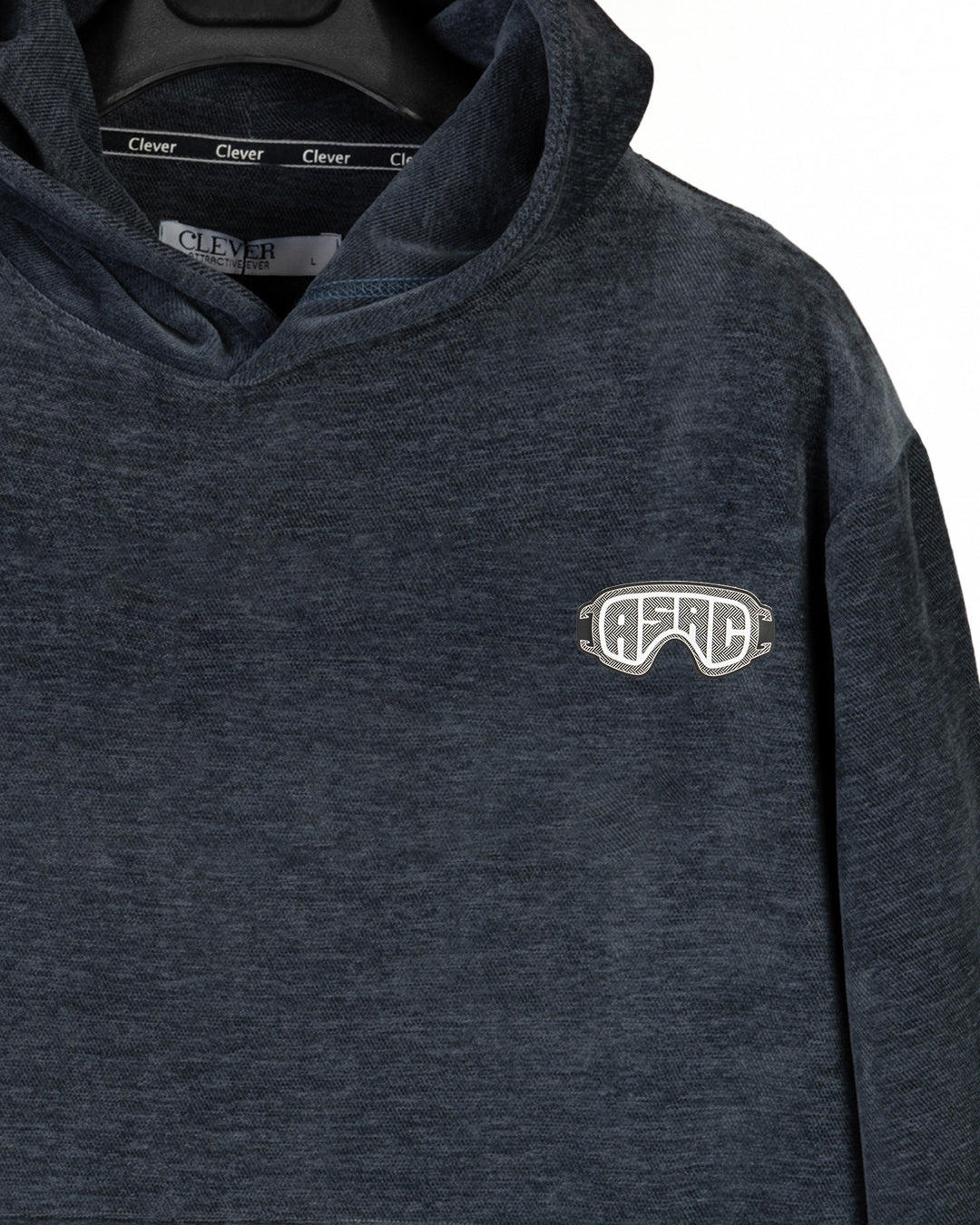 Navy Plain Velvet Hoodie