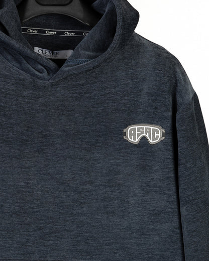 Navy Plain Velvet Hoodie