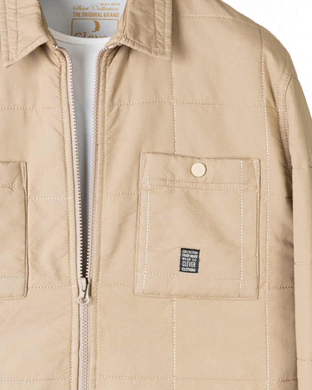 Beige Gabardine Quilted Jacket