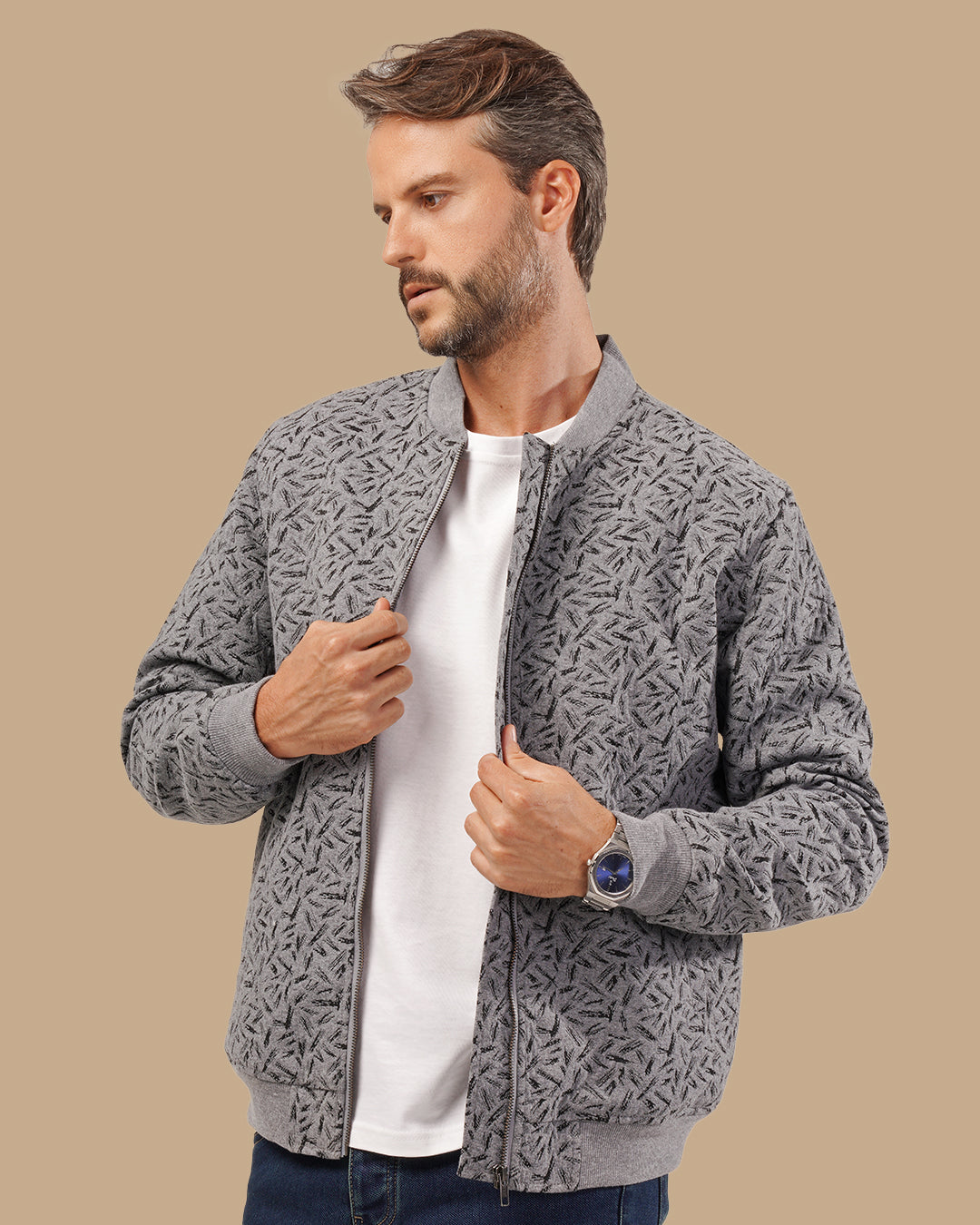 Grey Fur-Lined Wool Jacket