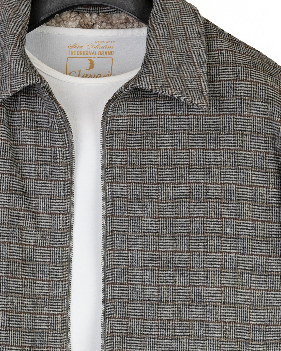 Gray Classic Checkered Blend Wool Jacket