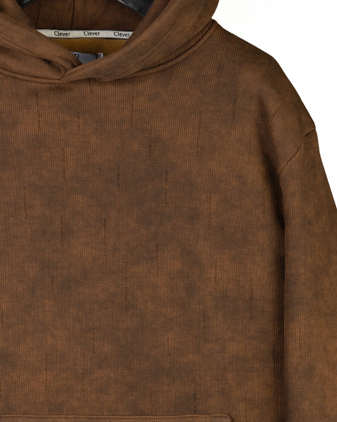 Brown Acid Wash With Defined Seam Lines Cotton Hoodie