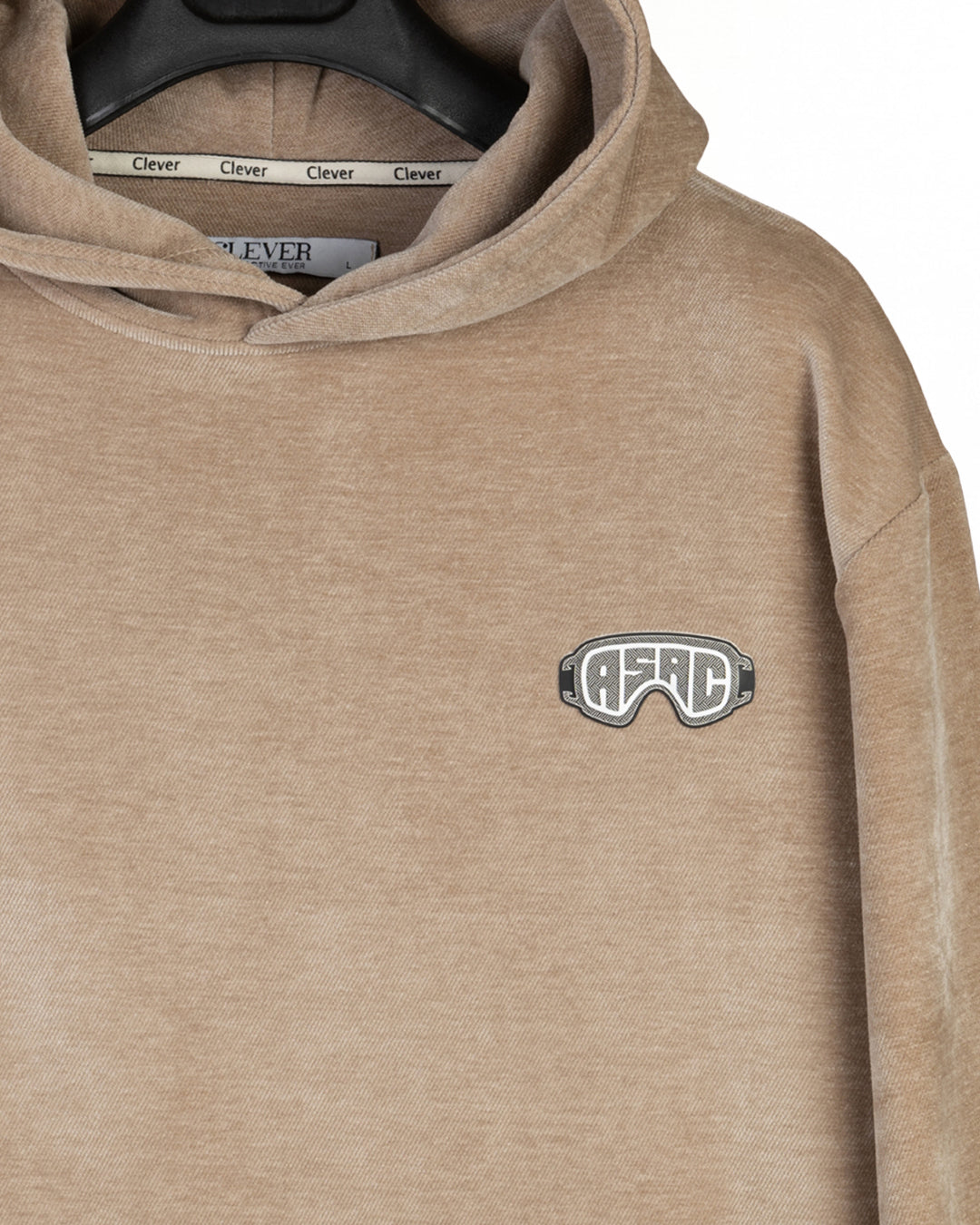 Beige Plain Velvet Hoodie