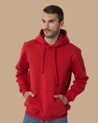 Red Basic Cotton Hoodie
