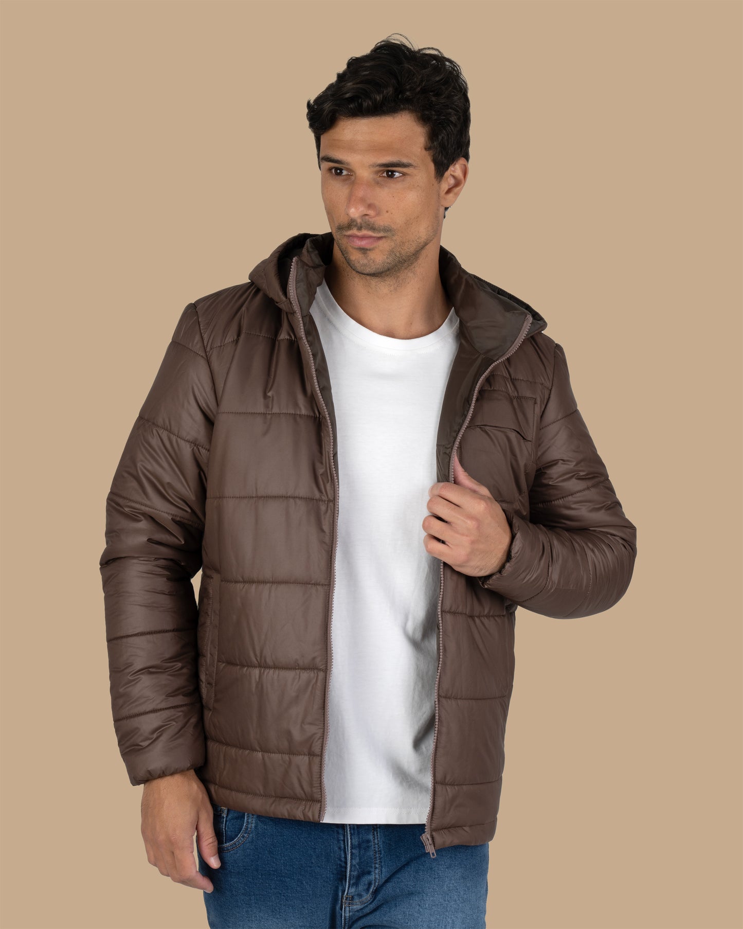 Brown Waterproof Puffer Jacket