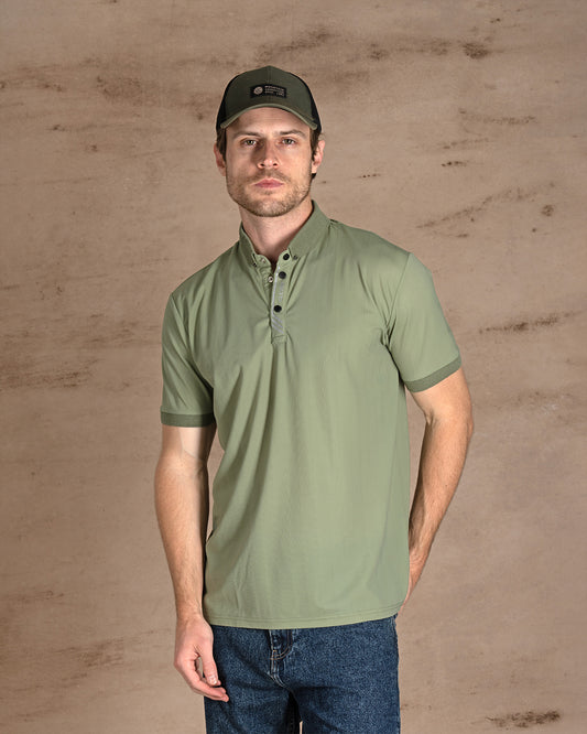 Bistage Cotton Knitted Polo Shirt With Button
