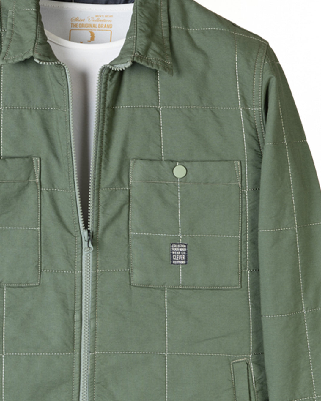 Olive Gabardine Quilted Jacket