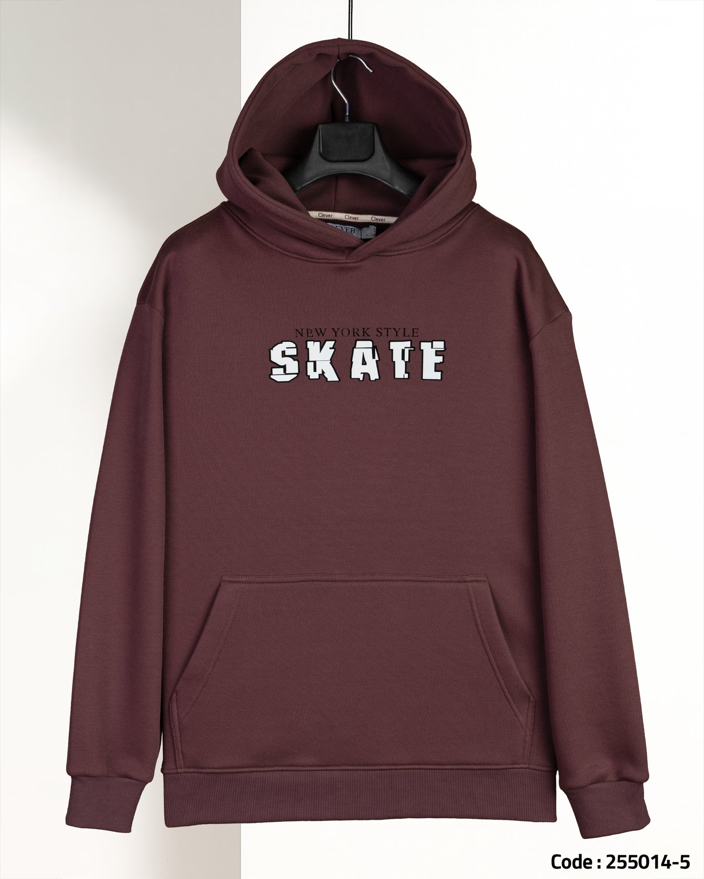 Burgundy Printed Cotton Hoodie