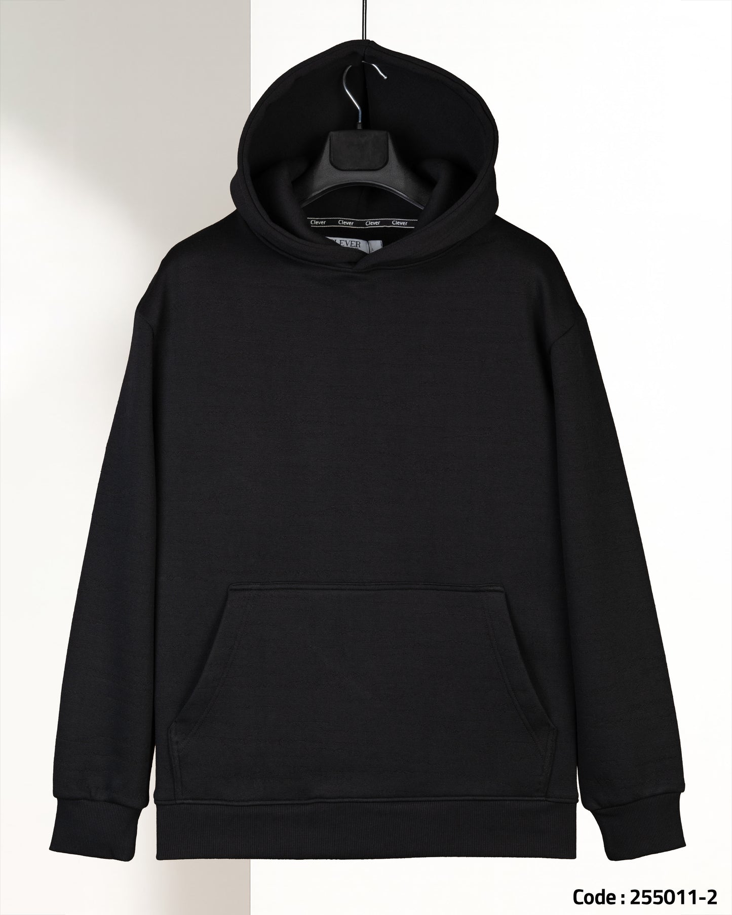 Black Knitted Cotton Hoodie