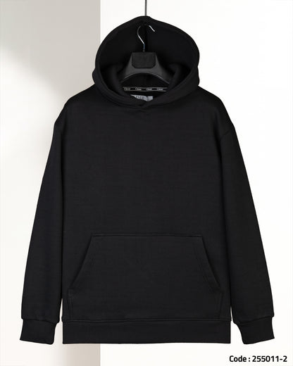 Black Knitted Cotton Hoodie