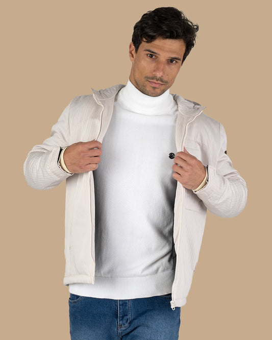 Off-White Gabardine Hooded Jacket