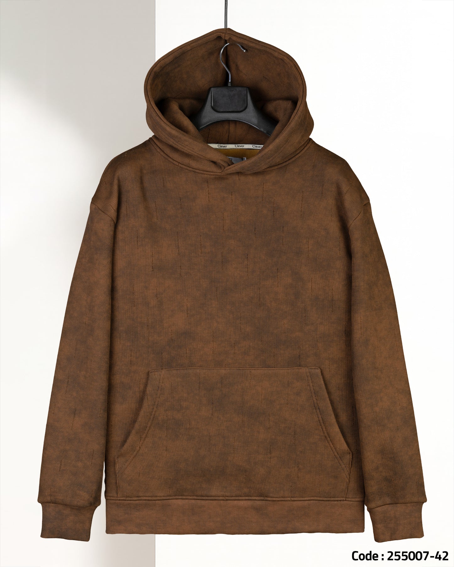 Brown Acid Wash With Defined Seam Lines Cotton Hoodie