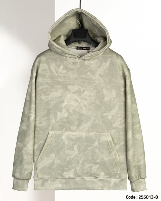 Green patterned Velvet Hoodie