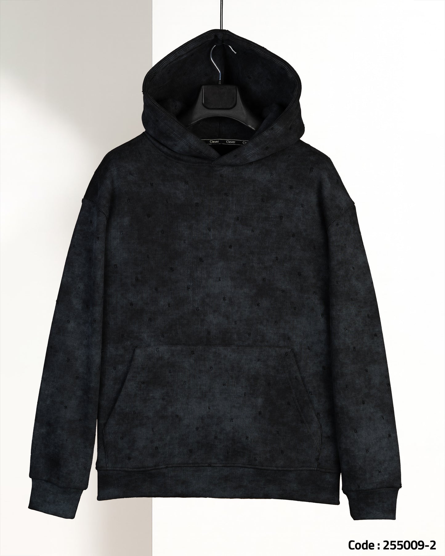Black Acid Wash Cotton Hoodie
