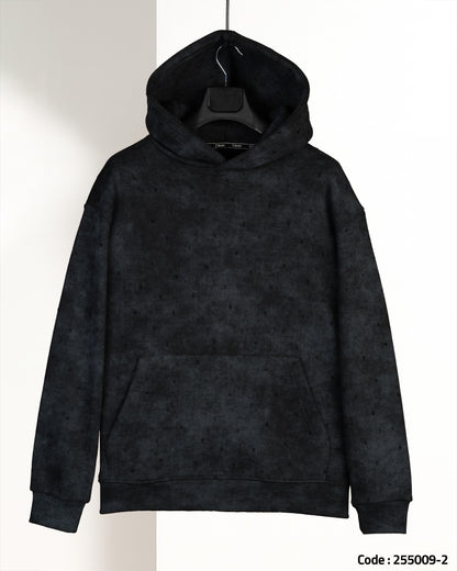 Black Acid Wash Cotton Hoodie
