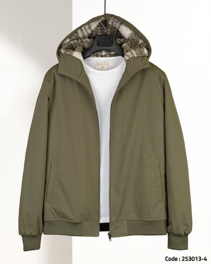 Oil Gabardine Winter Jacket with Fur Lining