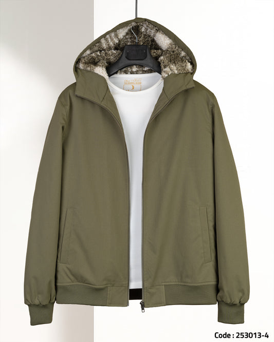 Oil Gabardine Winter Jacket with Fur Lining