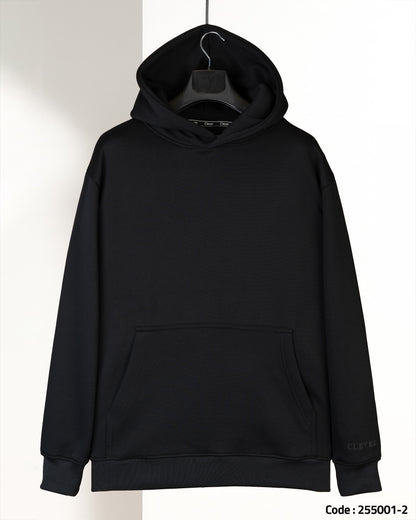 Black Basic Cotton Hoodie