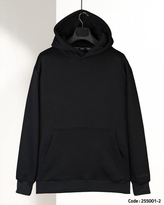 Black Basic Cotton Hoodie