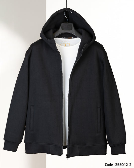 Black Full-Zipper Cotton Hoodie