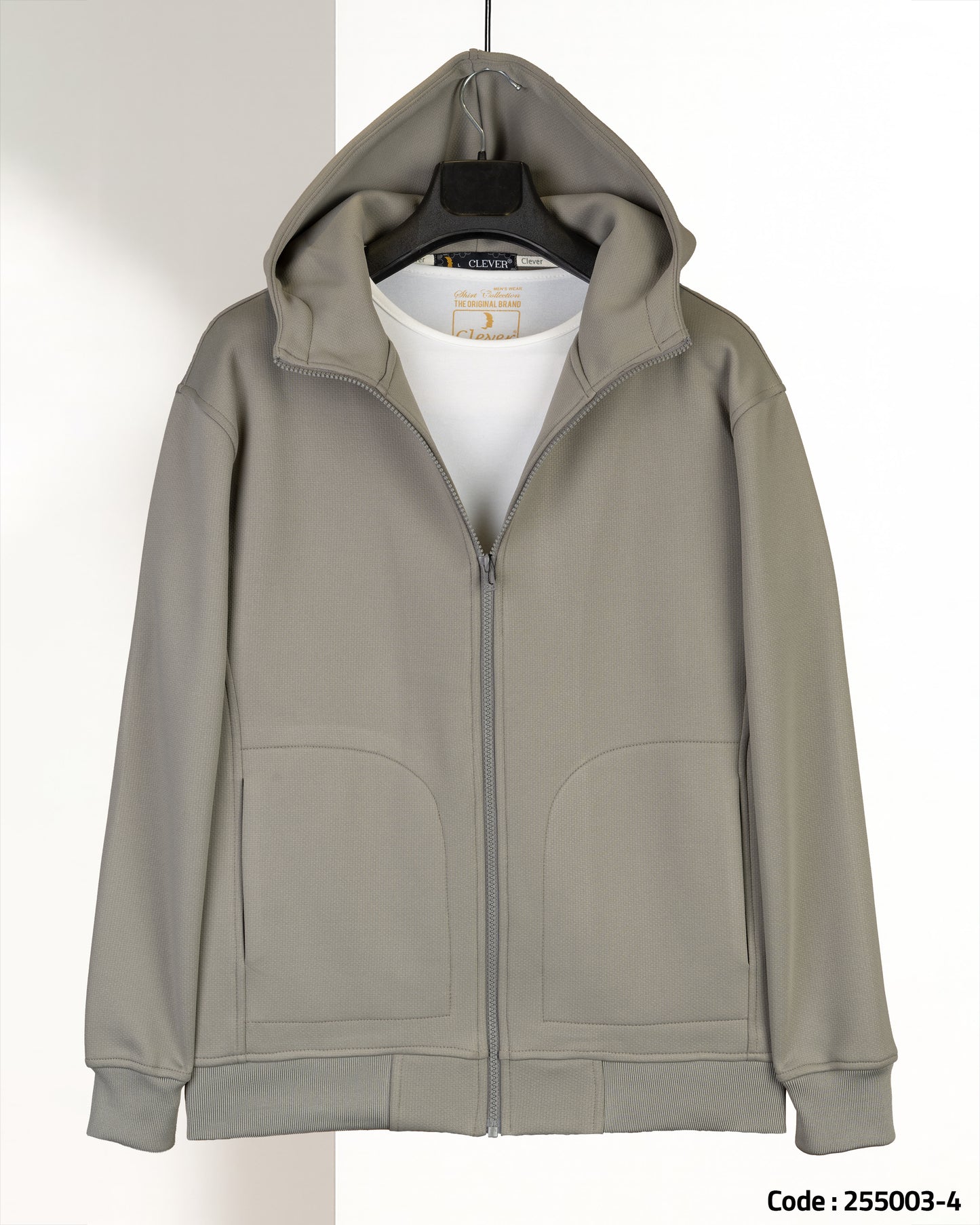 Oil Modern Full-Zipper Plain Cotton Hoodie