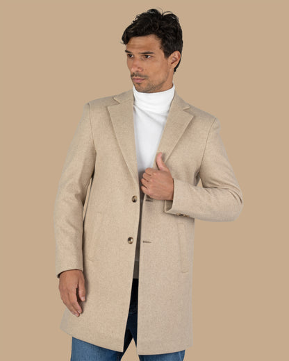 Beige Classic Wool Long Coat