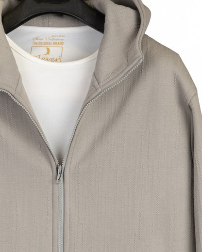 Grey Full-Zipper Cotton Hoodie