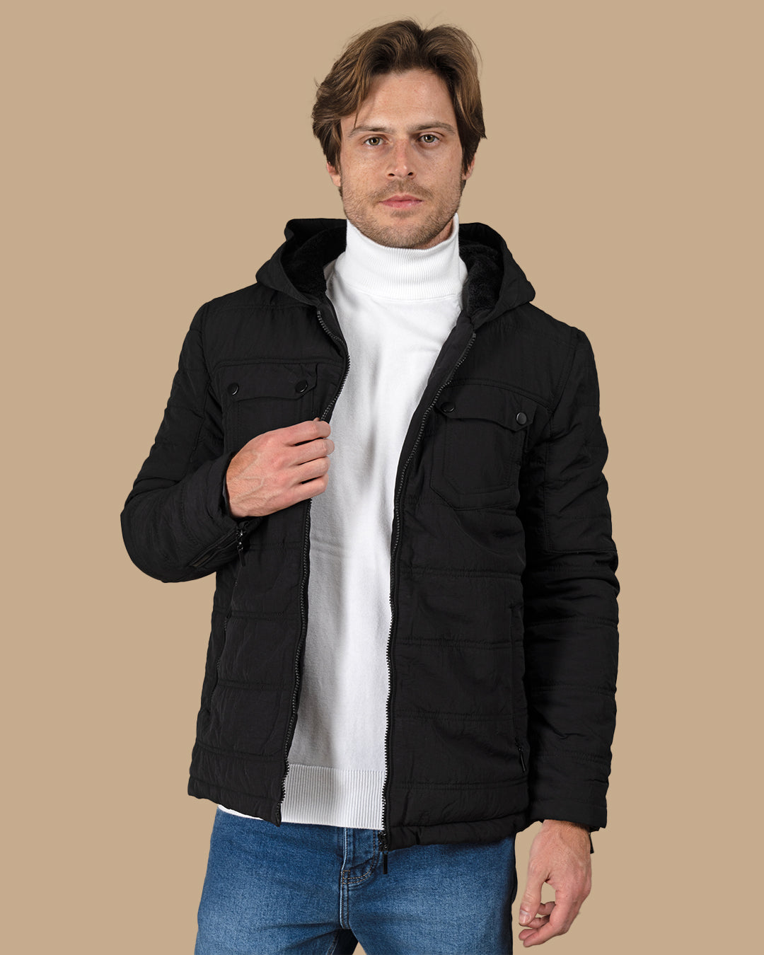 Black Regular fit waterproof jacket
