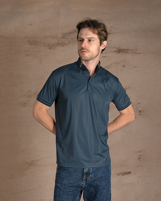 Dark Genzari cotton Polo Shirt Short sleeves