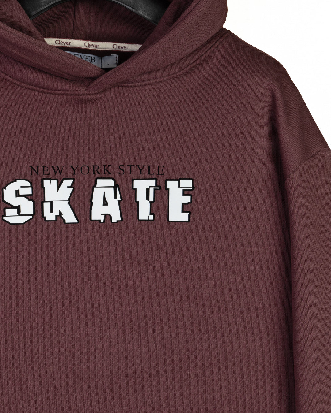 Burgundy Printed Cotton Hoodie